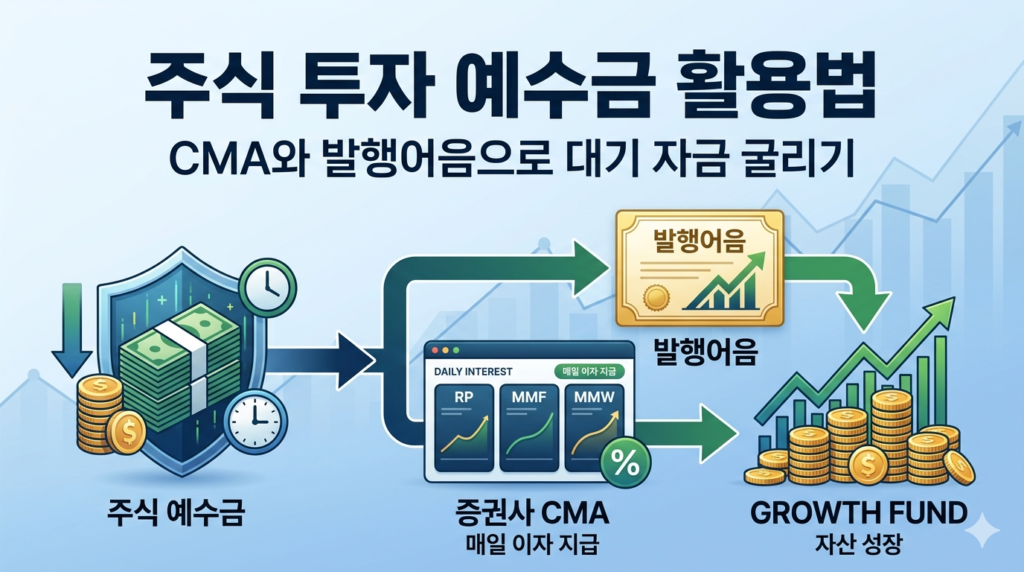 주식 예수금 CMA 활용법 및 발행어음 대기 자금 자산 성장 구조 가이드 썸네일