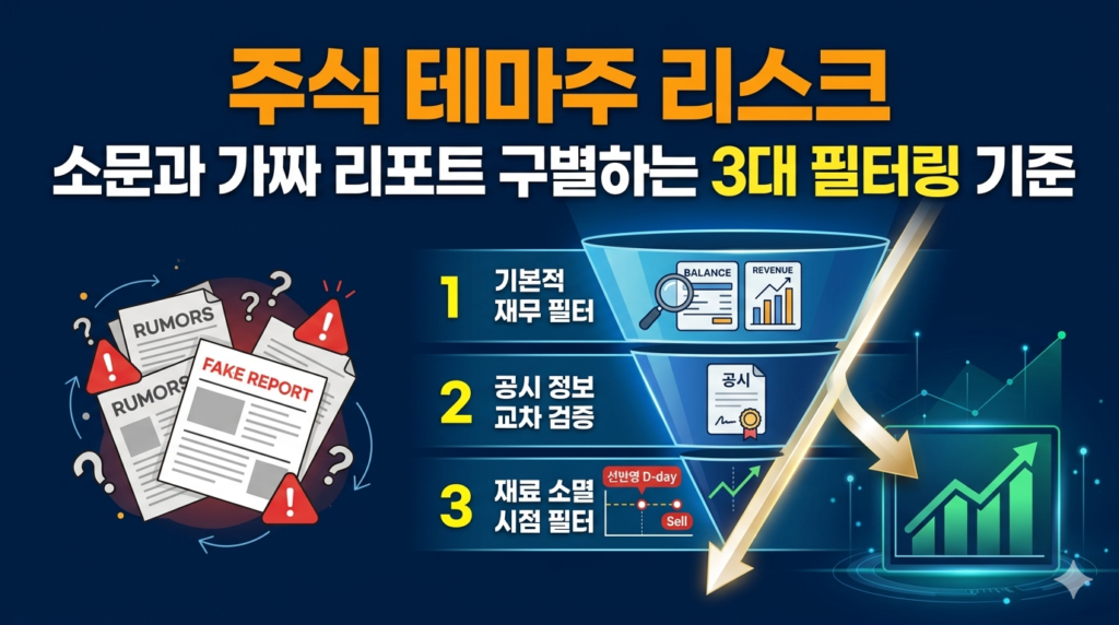 주식 테마주 리스크 소문과 가짜 리포트 구별하는 3대 필터링 기준 블로그 썸네일 인포그래픽