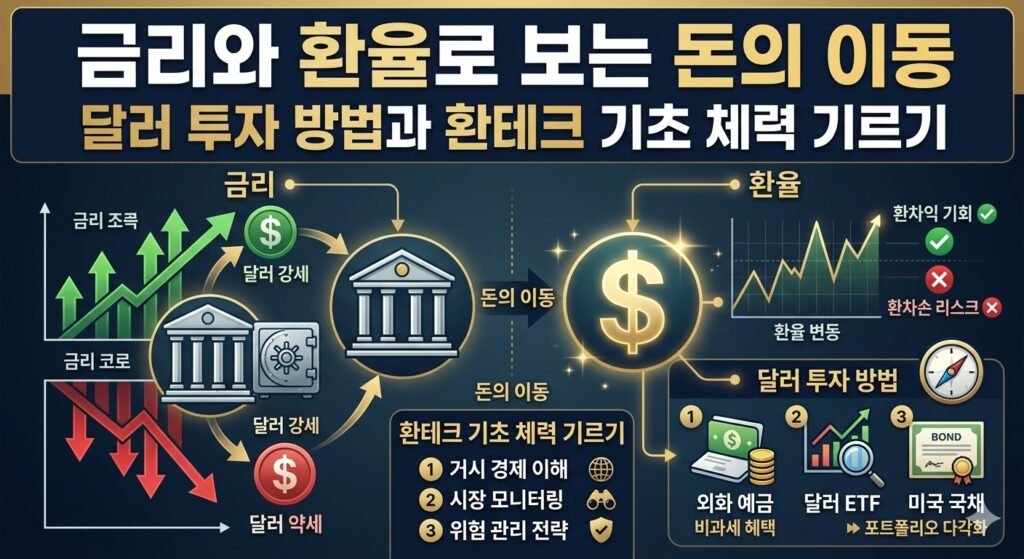 금리와 환율 상관관계 분석 및 실전 달러 투자 방법 환테크 기초 인포그래픽