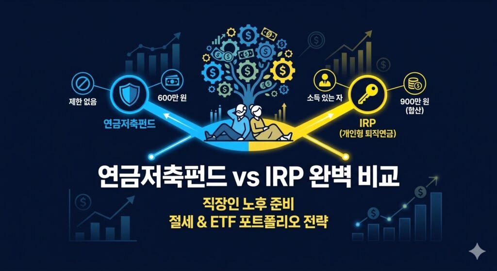 연금저축펀드와 개인형 퇴직연금 IRP의 차이점 및 세액공제 한도 비교 인포그래픽