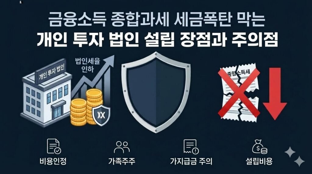 금융소득 종합과세 세금폭탄을 막기 위한 개인 투자 법인 설립의 장점과 주의점 비교 인포그래픽 썸네일 이미지