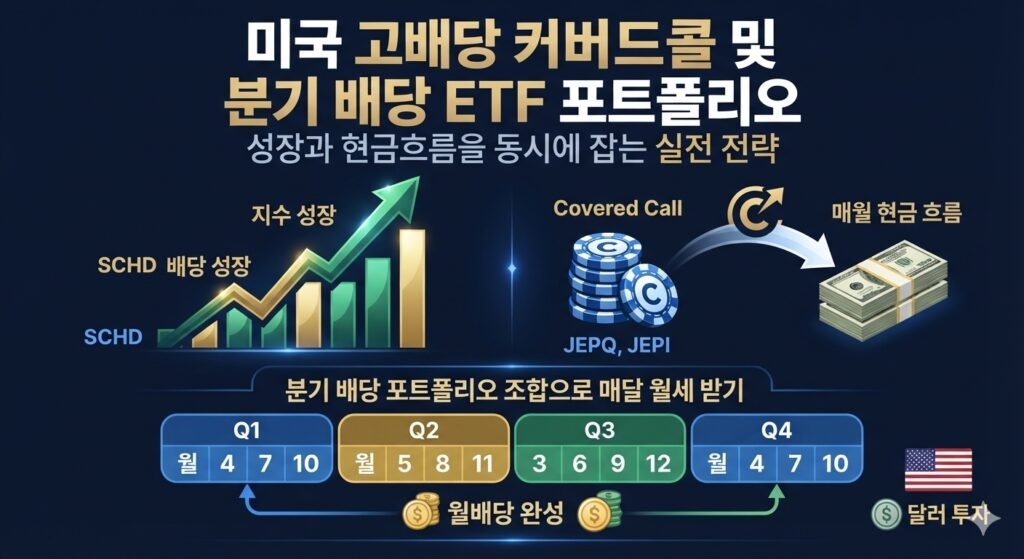 미국 배당 ETF 추천 조합 및 고배당 커버드콜 함정 비교 인포그래픽