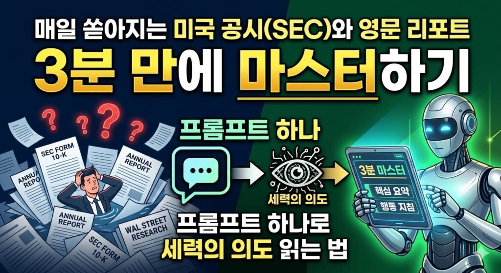 챗GPT와 인공지능 프롬프트를 활용하여 미국 증권거래위원회 SEC 영문 공시 서류와 월가 투자은행 리포트를 한글로 초고속 요약 및 분석하는 스마트 리서치 가이드 썸네일