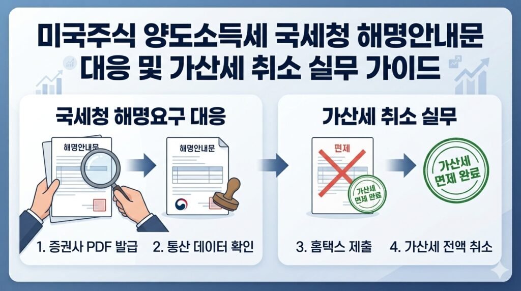 국세청 해외주식 양도소득세 과세 예고 통지서 해명자료 제출 및 가산세 면제 신청 실무 가이드 썸네일